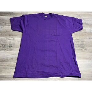Vintage‎ Purple Selvedge Single Stitch Pocket T-Shirt XL New Made in USA 90s